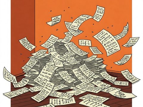 a pile of papers falling